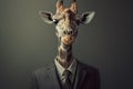 Intriguing Business suit giraffe. Generate Ai