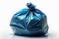 Intriguing Closeup of a Blue Garbage Bag Against a Plain White Background A Study in LowLight Photography Royalty Free Stock Photo