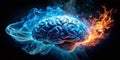 Intriguing 3D Visualization of a Brain Enveloped in Mystical Blue Flames A Powerful Visual Metaphor for Creativity Royalty Free Stock Photo