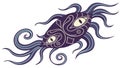 Mysterious stylized squid or octopus with flowing tentacles and patterns, vector design Generative AI Royalty Free Stock Photo