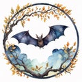 Nocturnal Dance: Bat in Flight Royalty Free Stock Photo