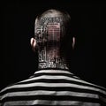 Digital Identity: Man with Tattooed QR Code on the Back Royalty Free Stock Photo