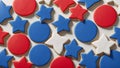 An Intriguing Image Of A Table With Cookies Decorated With Red, White And Blue Decorations