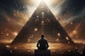 Intriguing Man pyramid view. Generate Ai