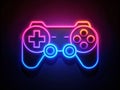 Intriguing Neon Game Controller Silhouette Against a Striking Black Background A Study in Architectural Design and Royalty Free Stock Photo