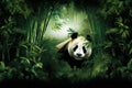 Intriguing Panda bamboo background. Generate Ai