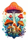 Psychedelic Fungi: A Trippy Pencil Illustration of Mind-Altering