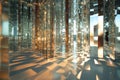Intriguing reflective surfaces featuring light refractions and geometric patterns in design Royalty Free Stock Photo