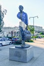 An intriguing sculpture of Bruno Catalano adorns the city center in Marseille, France. Monument to travelers Royalty Free Stock Photo