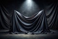 Intriguing Silhouette of a Draped Black Fabric Banner A Study in Texture and Shadow Play Royalty Free Stock Photo