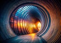 Intriguing Spiral Tunnel Architecture A Deep Dive into Abstract Design with Dramatic Window Lighting Royalty Free Stock Photo