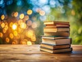 Intriguing Stack of Books on a Table A Captivating AIGenerated Image for Educational or Inspirational Projects Royalty Free Stock Photo