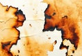 An intriguing texture of old, burnt paper, damaged and yellowed by time Royalty Free Stock Photo