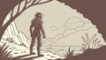 Astronaut in Cave Entrance Alien Discovery Vector Art, vector design Generative AI Royalty Free Stock Photo