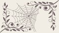 Spooky corner spider web with delicate scrollwork, perfect for Halloween or gothic designs, vector design Generative AI Royalty Free Stock Photo