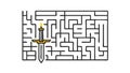 Maze and Sword Puzzle, Challenge Strategy Problem Solving, vector design Generative AI Royalty Free Stock Photo