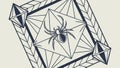 Spider in Geometric Web, Abstract Technology & Nature, vector design Generative AI Royalty Free Stock Photo