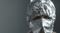 Intriguing world of conspiracy, image of a person wearing foil on the head. curiosity, skepticism, or even humor surrounds this Royalty Free Stock Photo