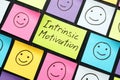 Intrinsic motivation concept. Memo sticks with faces