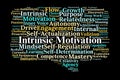Intrinsic Motivation Word Cloud. Core Concepts of Internal Drive and Self-Determination Royalty Free Stock Photo