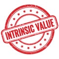 INTRINSIC VALUE text on red grungy round rubber stamp