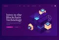 Intro to blockchain technology isometric landing Royalty Free Stock Photo