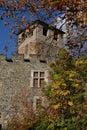 Introd medieval castle, Aosta Valley, Italy. Autumn