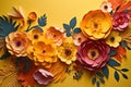 Enchanting Paper-Style Flower Wall: Elevate Your Interior Design - Generative AI Royalty Free Stock Photo