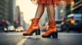 Introduce the latest trends in women\'s footwear with a creative concept for the new fall collection,