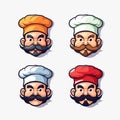 A mascot of 6 chef face Royalty Free Stock Photo