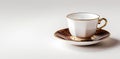 White and golden antique teacup isolated on a white banner style background. Royalty Free Stock Photo