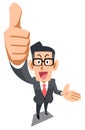 An Introducing glasses on businessman ,thumb up