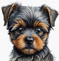 Introducing Innocent Charm: A Captivating Watercolor Portrait of a Young Yorkshire Terrier