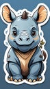 Cute rhino cartoon sticker logo artwork illustration ai generated