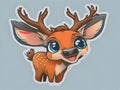 Deer Delights: Adorable Sticker Collection with Cartoon Deer in Happy and Fight-themed Scenes