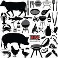 Grilling silhouette barbecue bbq silhouette set summer party emblems