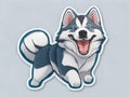Charming and Cheerful: Siberian Husky Sticker Collection in Cartoon Style on White Background
