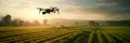 introducing precision farming techniques using tractors and drones equipped with sensors that target specific areas to Royalty Free Stock Photo