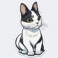 Purrfect Whiskers: Cartoon Sticker Featuring an Adorable Japanese Bobtail Cat
