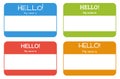 Introduction name card with classic phrase: Hello! My name is, s