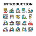 Introduction Speech Collection Icons Set Vector