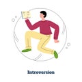 Introversion type of MBTI personality flat cartoon vector illustration isolated. Royalty Free Stock Photo