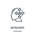 introvert icon vector from human mind collection. Thin line introvert outline icon vector illustration. Linear symbol for use on Royalty Free Stock Photo