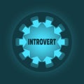 Introvert character type. Psychlogy metaphor.