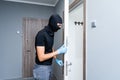 intrusion of a burglar in a house inhabited Royalty Free Stock Photo