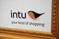 Intu your kind of shopping detail of poster with bird branding Royalty Free Stock Photo