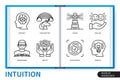 Intuition infographics linear icons collection