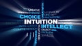 Intuition intellect choice creativity acumen decision brain business awareness success insight animated word cloud