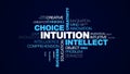 Intuition intellect choice creativity acumen decision brain business awareness success insight animated word cloud