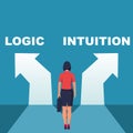 Intuition or logic. Choice way concept Royalty Free Stock Photo